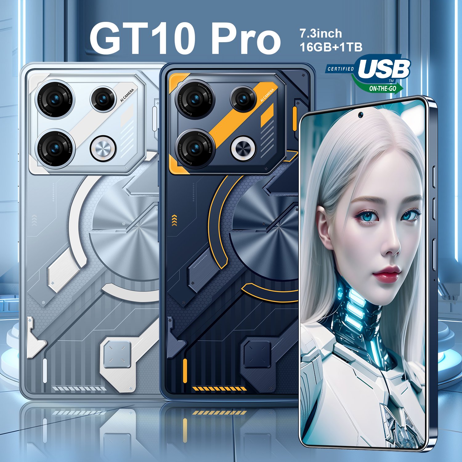 New GT10 PRO Global Unlocking 3G 4G Smartphone 16GB+1TB 7.3-inch Full Screen Android 13 mobile Phone